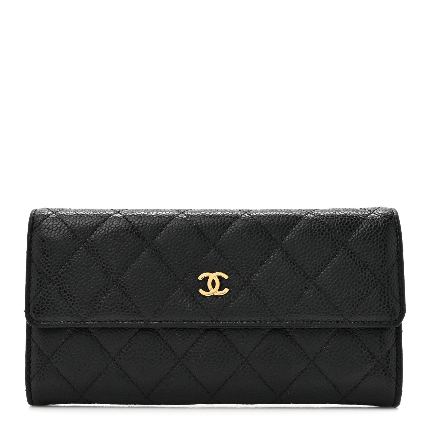 Chanel Caviar Quilted Large Gusset Flap Wallet Black 1 of 12