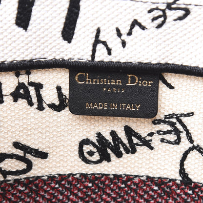 Christian Dior Canvas Embroidered Medium Dioramour Graffiti Book Tote Latte Multicolor 6 of 11
