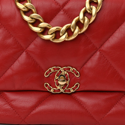 Chanel Goatskin Quilted Large Chanel 19 Flap Red 8 of 10