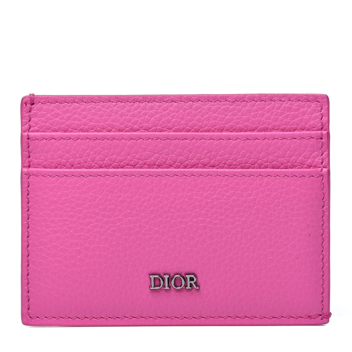 Grained Calfskin Card Holder Fuchsia