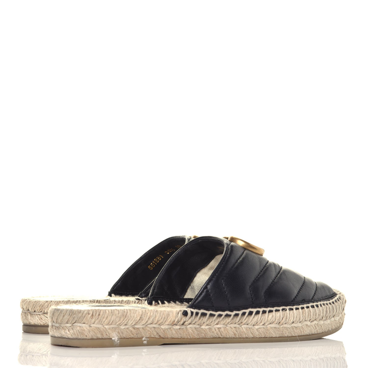 Gucci Nappa Matelasse GG Marmont Espadrille Slippers 36.5 Black 4 of 9