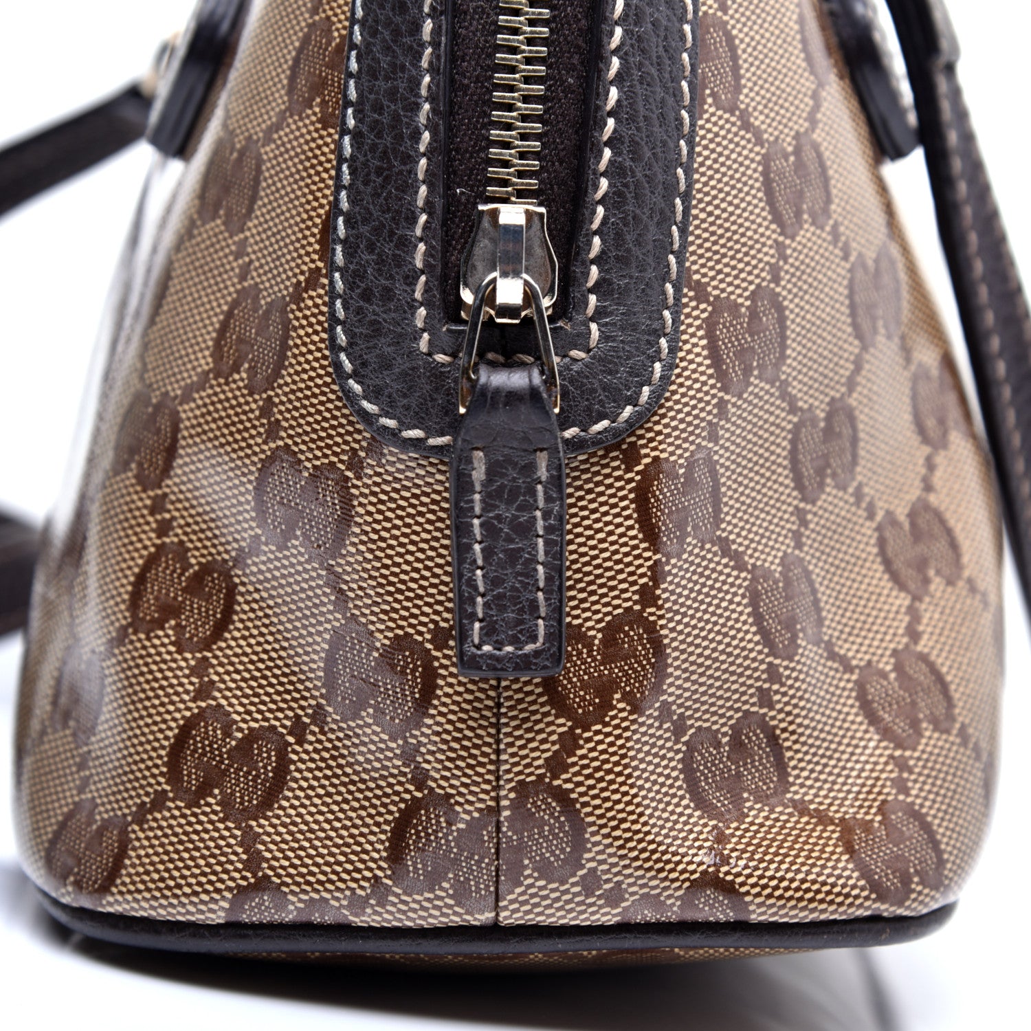 Gucci Crystal Monogram Dollar Calfskin Mini Dome Bag Beige Ebony Testa di Moro 11 of 12