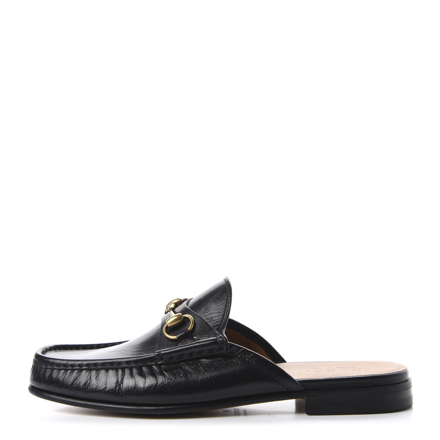Gucci Goatskin Mens Horsebit Slippers 8.5 Black 1 of 10