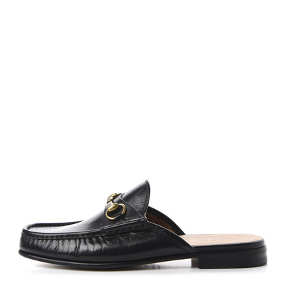 Gucci Goatskin Mens Horsebit Slippers 8.5 Black 1 of 10