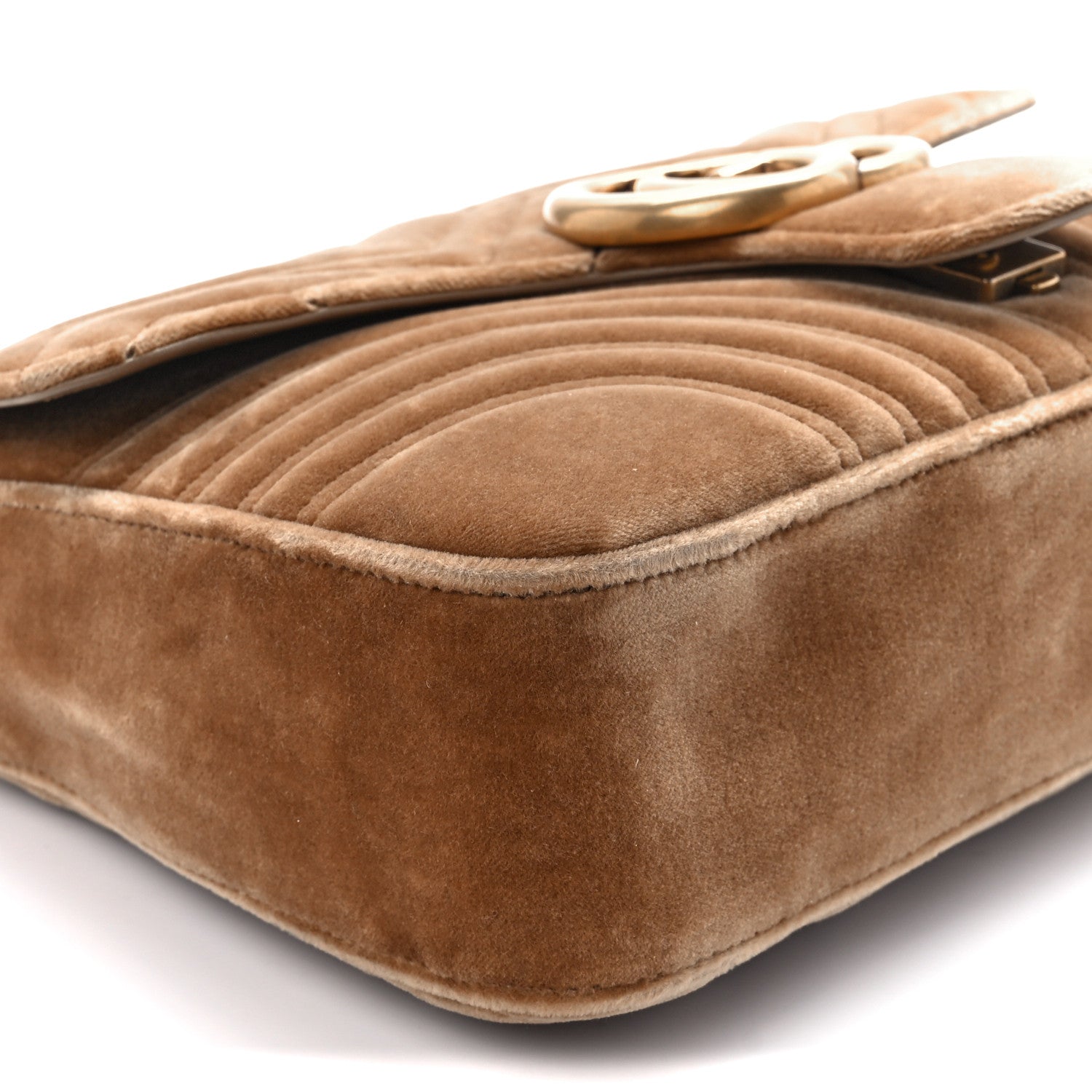 Gucci Velvet Matelasse Medium GG Marmont Shoulder Bag Taupe 11 of 12