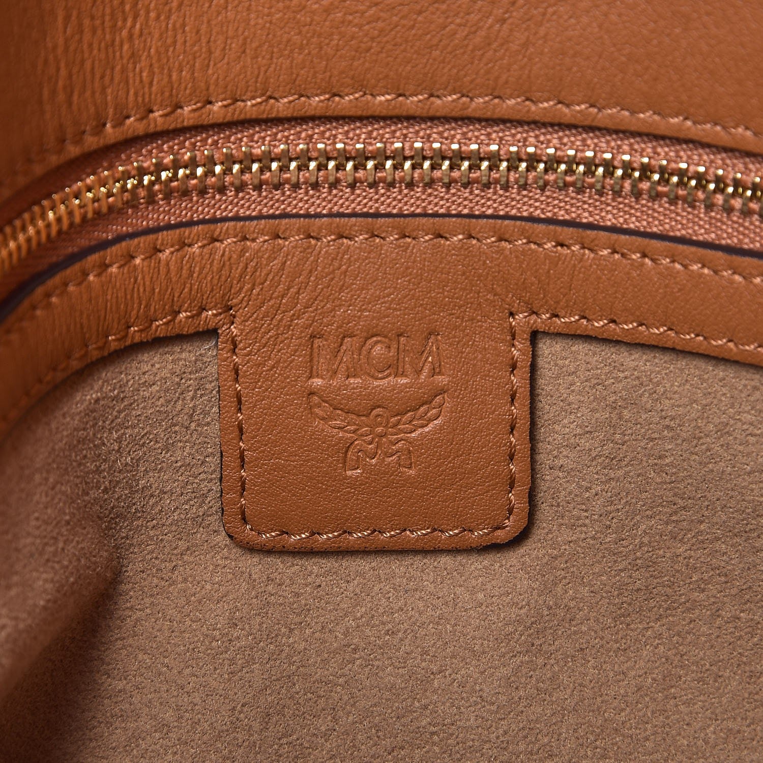 MCM Visetos Studded Medium Tote Cognac 10 of 13