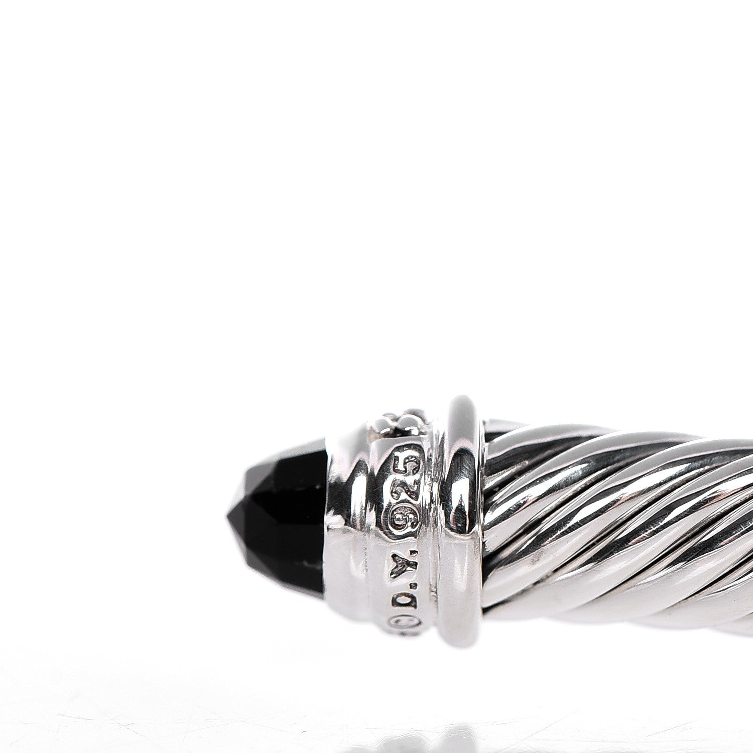 David Yurman Sterling Silver Diamond Black Onyx 5mm Cable Classics Bracelet 5 of 6