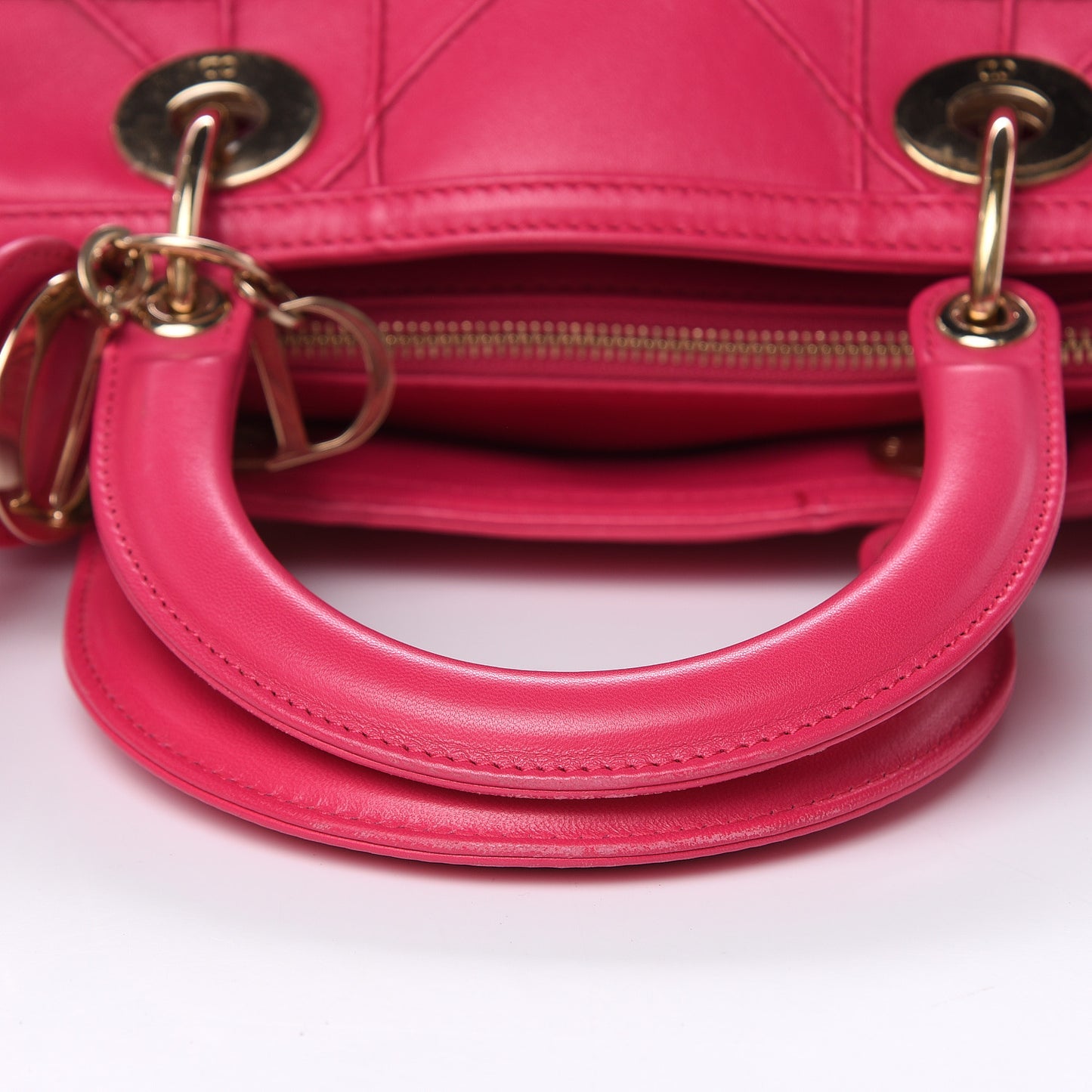 Lambskin Cannage Mini Granville Polochon Fuchsia