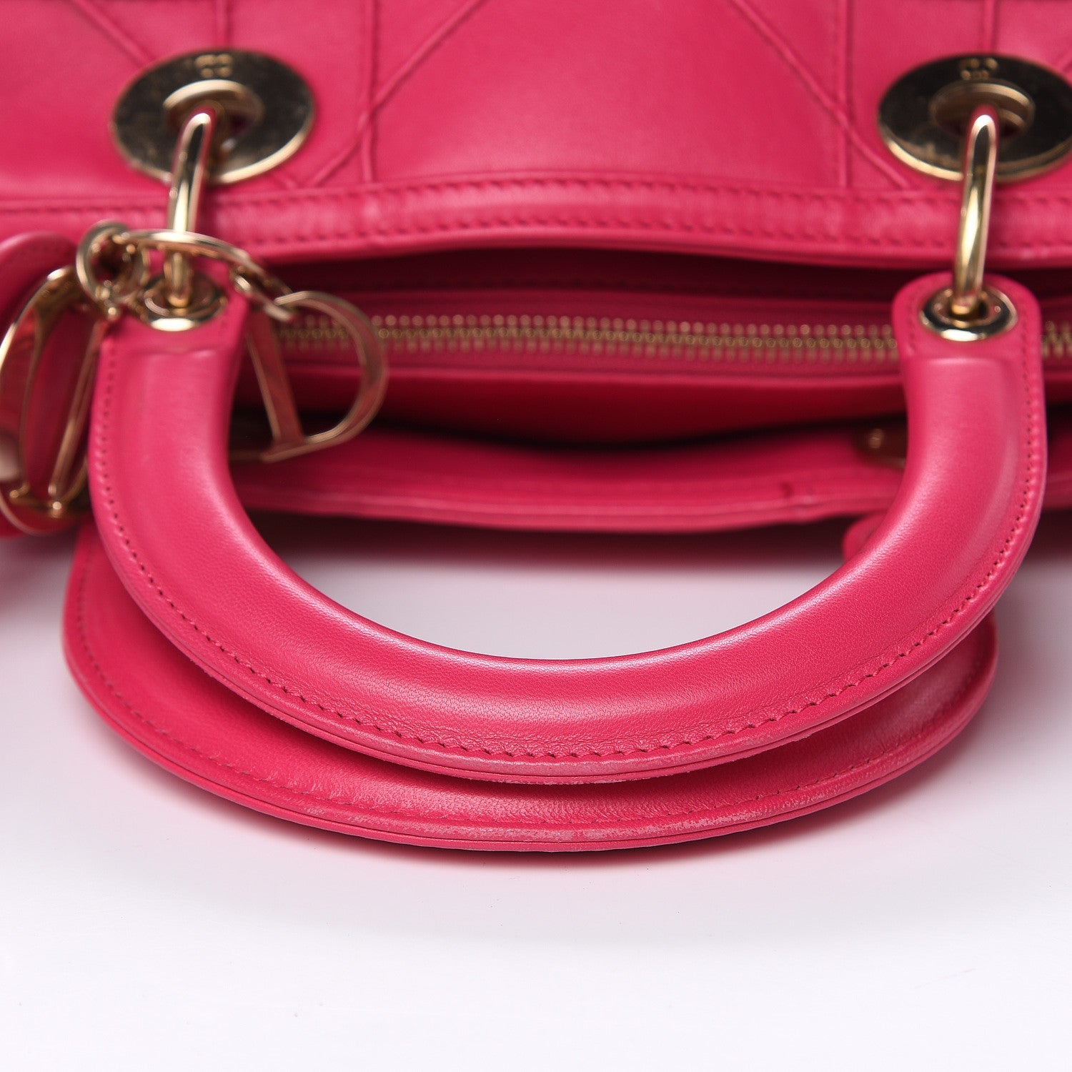 Christian Dior Lambskin Cannage Mini Granville Polochon Fuchsia 14 of 16