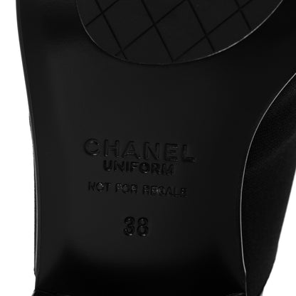 Chanel Calfskin Elastic Lace Up Cap Toe CC Loafers 38 Black 7 of 11