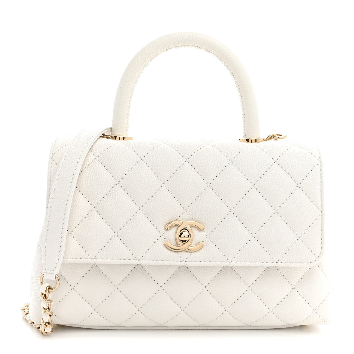 Chanel Caviar Quilted Mini Coco Handle Flap White 1 of 11