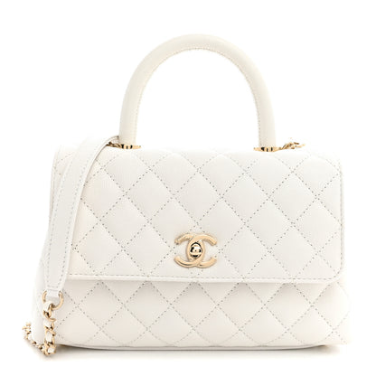 Chanel Caviar Quilted Mini Coco Handle Flap White 1 of 11