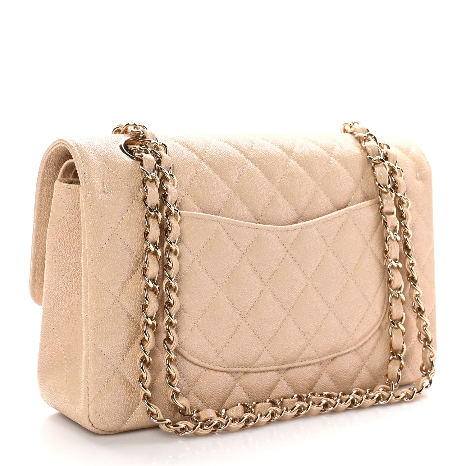 Chanel Iridescent Caviar Quilted Medium Double Flap Beige 3 of 11