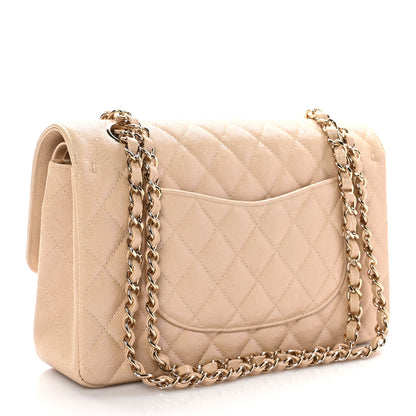 Chanel Iridescent Caviar Quilted Medium Double Flap Beige 3 of 11