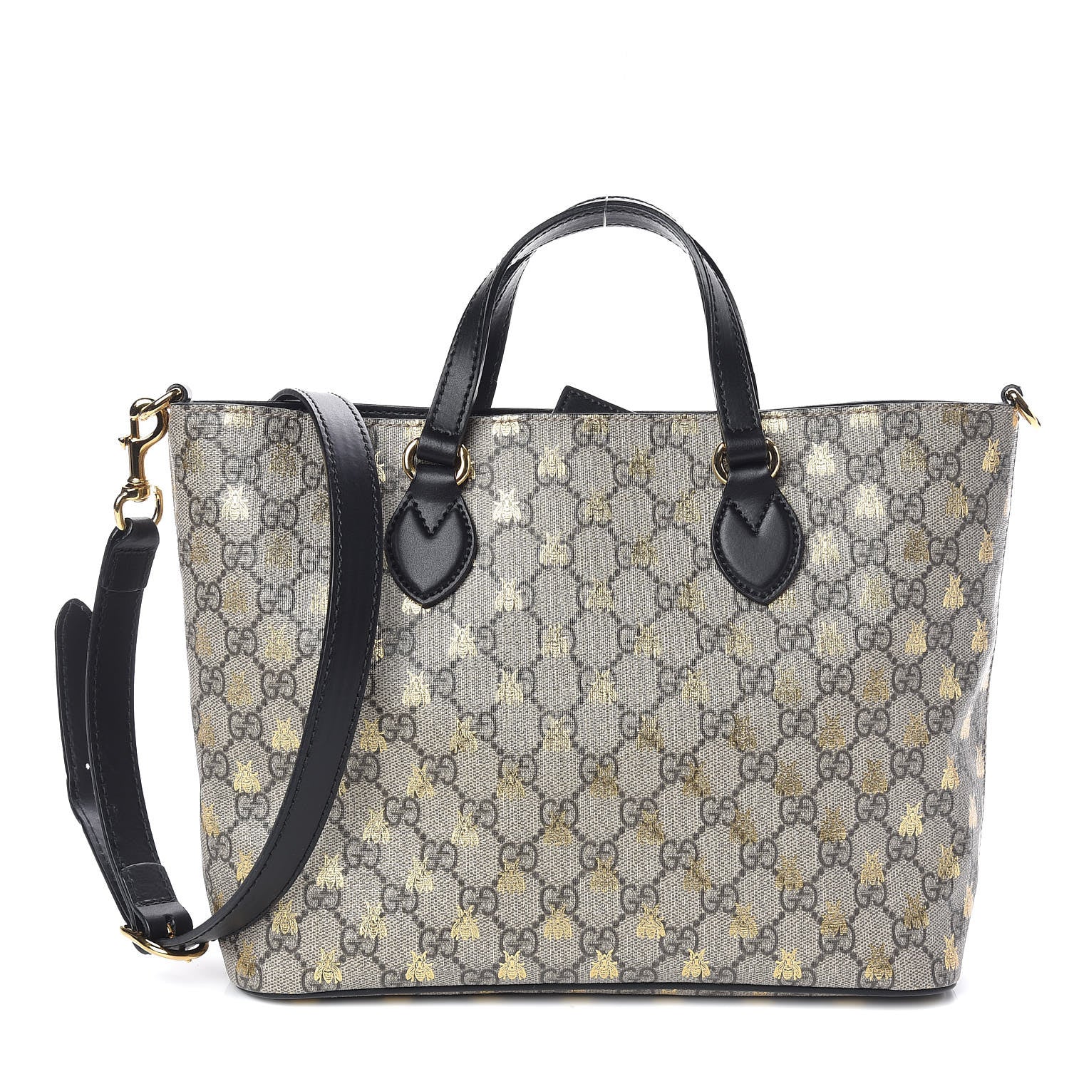 Gucci Soft GG Supreme Monogram Bees Small Crossbody Tote Beige Oro Black 1 of 9