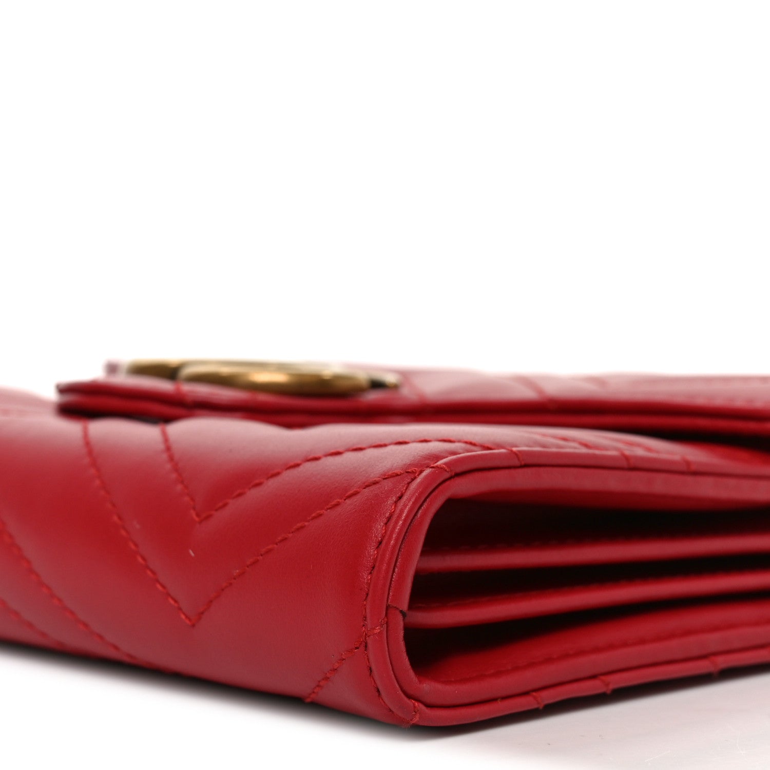 Gucci Calfskin Matelasse GG Marmont Chain Wallet Hibiscus Red 10 of 10