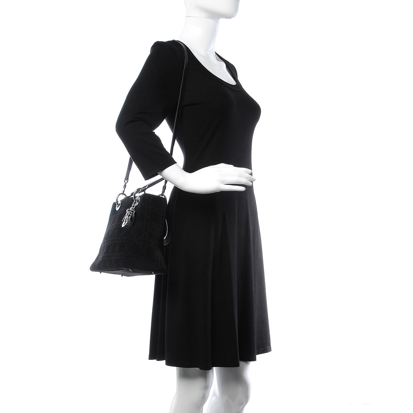 Suede Cannage Medium Lady Dior Black