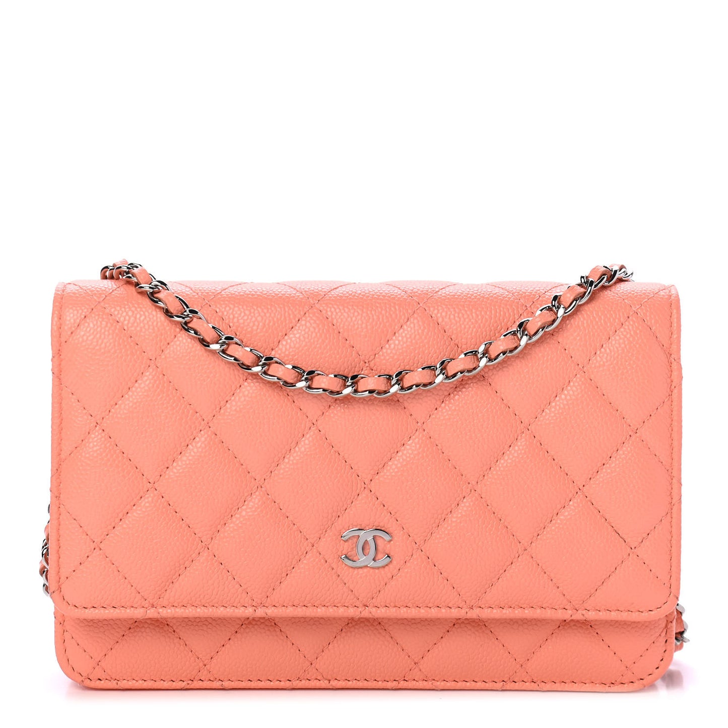 Caviar Quilted Wallet on Chain WOC Coral