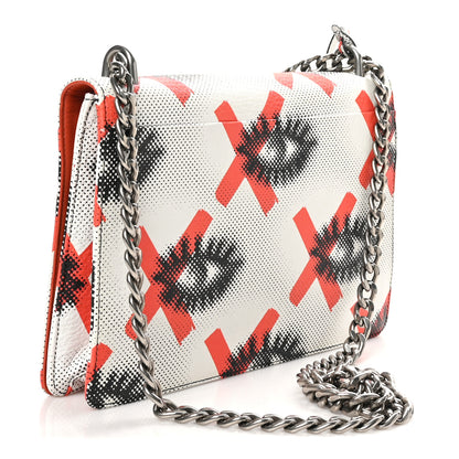 Prada Vitello Daino Eye Inside Lock Flap Chain Shoulder Bag Bianco Arancio 3 of 9