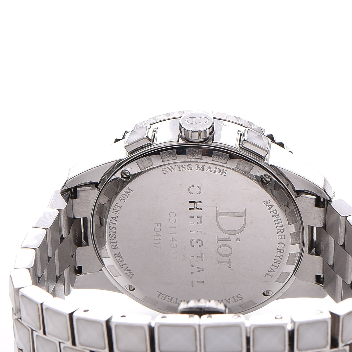 Stainless Steel Diamond Sapphire 38mm Christal Chronograph Quartz Watch White