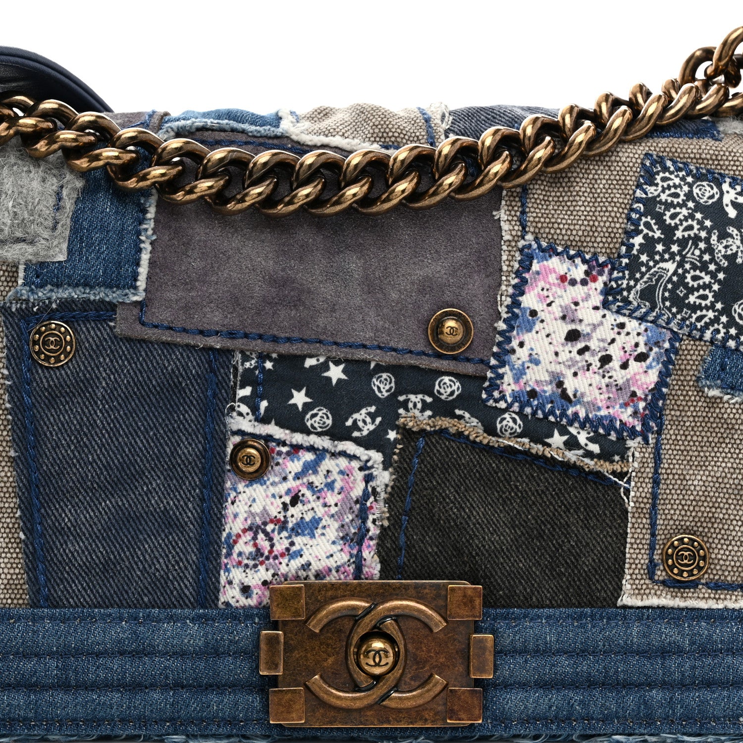 Chanel Denim Patchwork Medium Boy Flap Blue 8 of 10