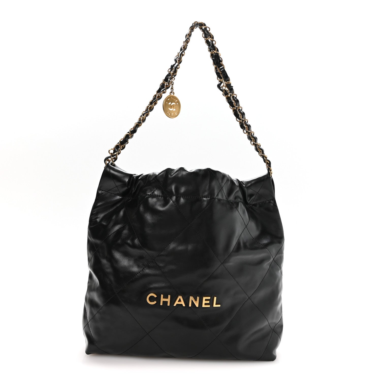 Chanel Shiny Calfskin Quilted Small Chanel 22 Black 1 of 11