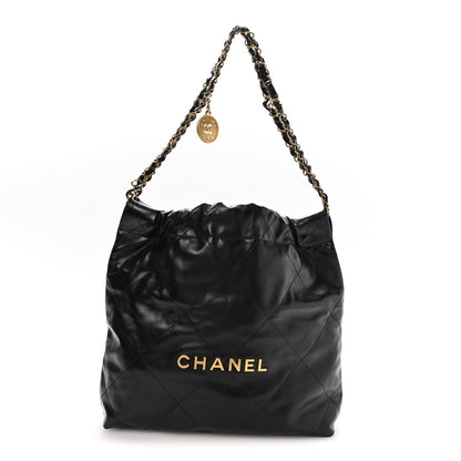 Chanel Shiny Calfskin Quilted Small Chanel 22 Black 1 of 11