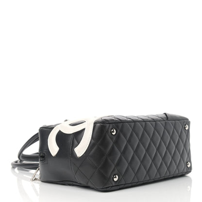 Chanel Calfskin Quilted Large Cambon Bowler Black White 4 of 13