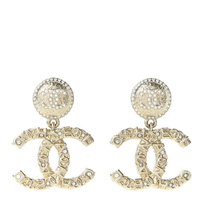 Chanel Crystal CC Drop Logo Earrings Gold 1 of 6