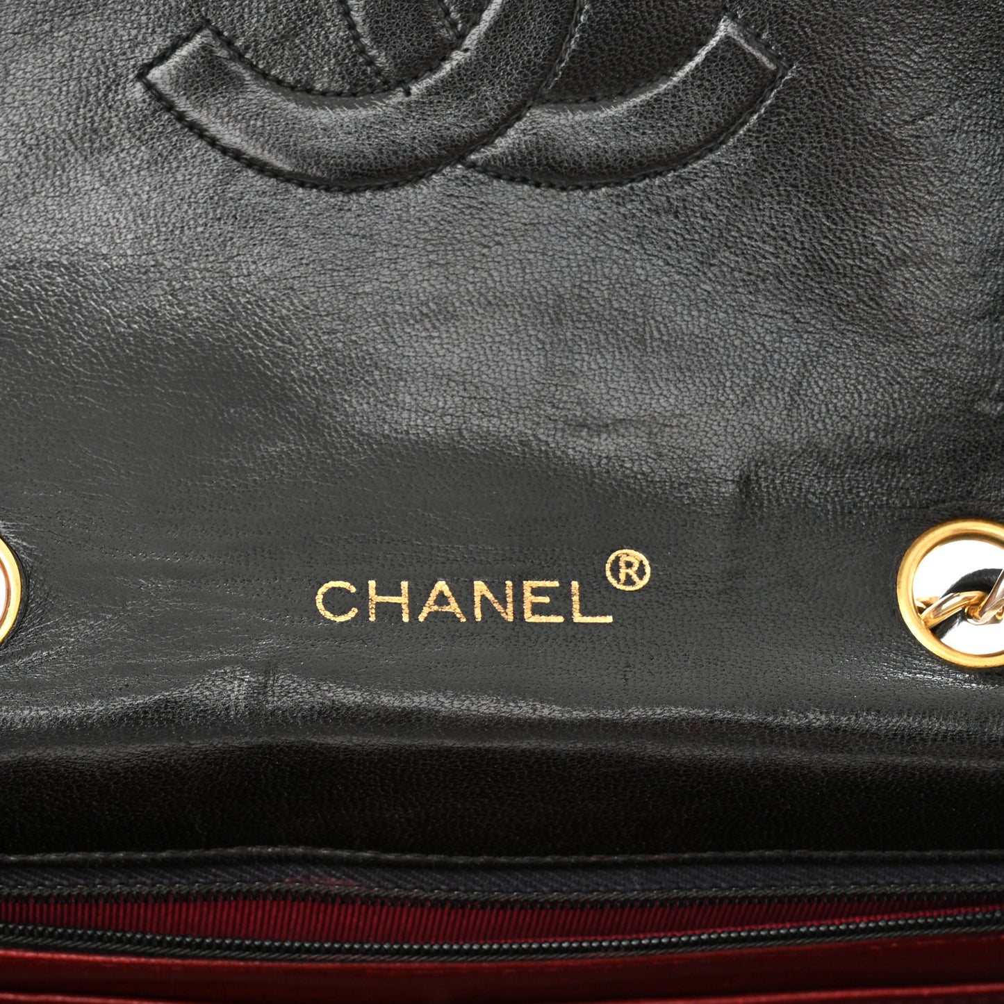 Lambskin Ribbon Quilted Small Single Flap Black