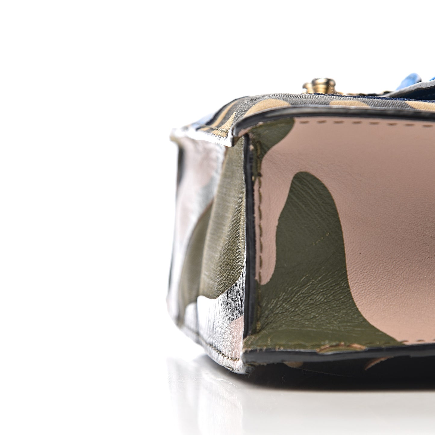 Nappa Canvas Camouflage Medium Glam Lock Rockstud Flap Blue Fluo