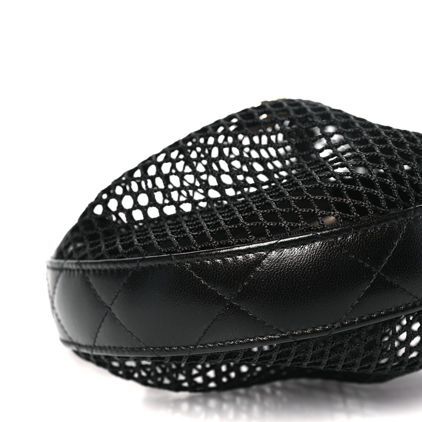 Mesh Shiny Lambskin Pouch Hobo Black