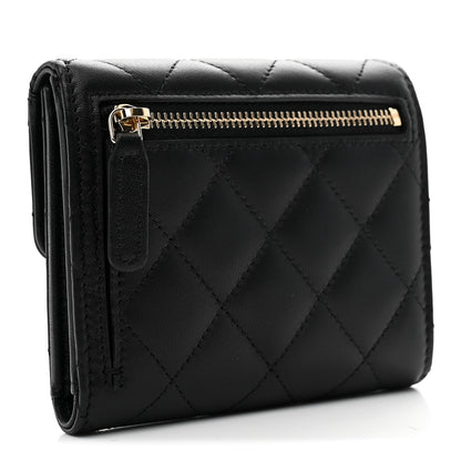 Chanel Lambskin Enamel Quilted Roller Skate Compact Flap Wallet Black 3 of 9
