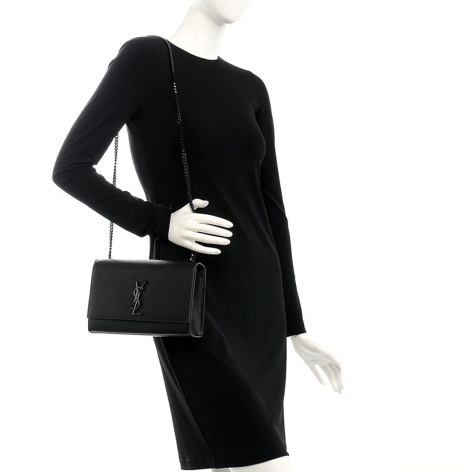 Saint Laurent Grain De Poudre Medium Classic Monogram Kate Satchel Black 2 of 6