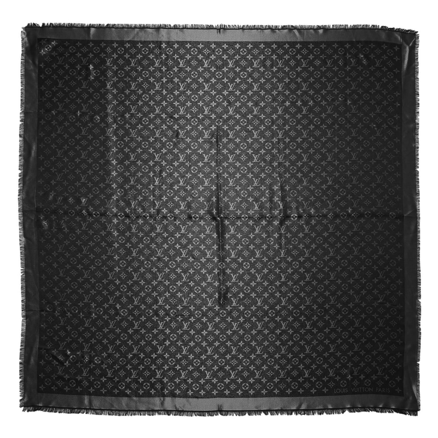 Silk Lurex Wool Monogram Shine Shawl Black