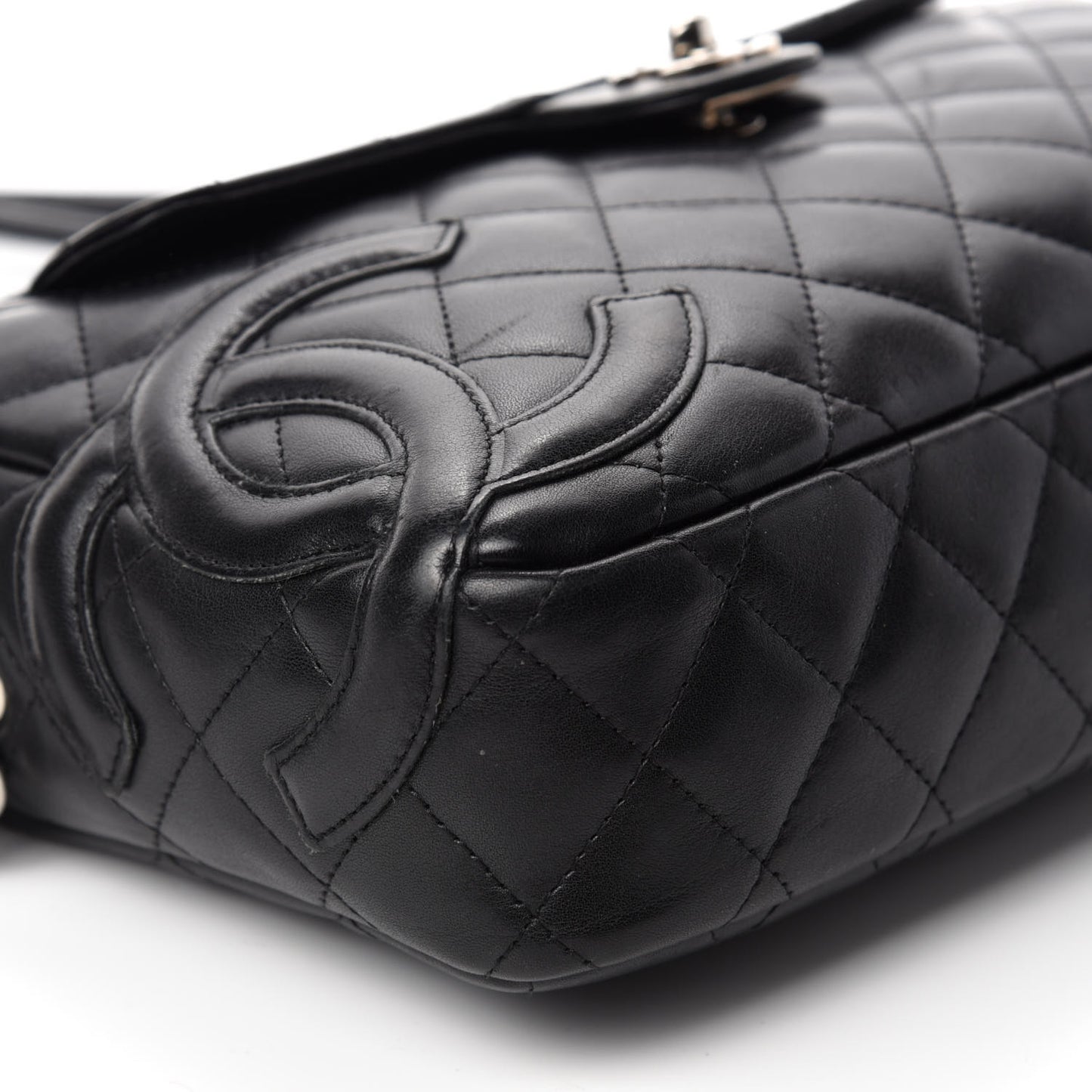 Calfskin Quilted Cambon Camera Case Black