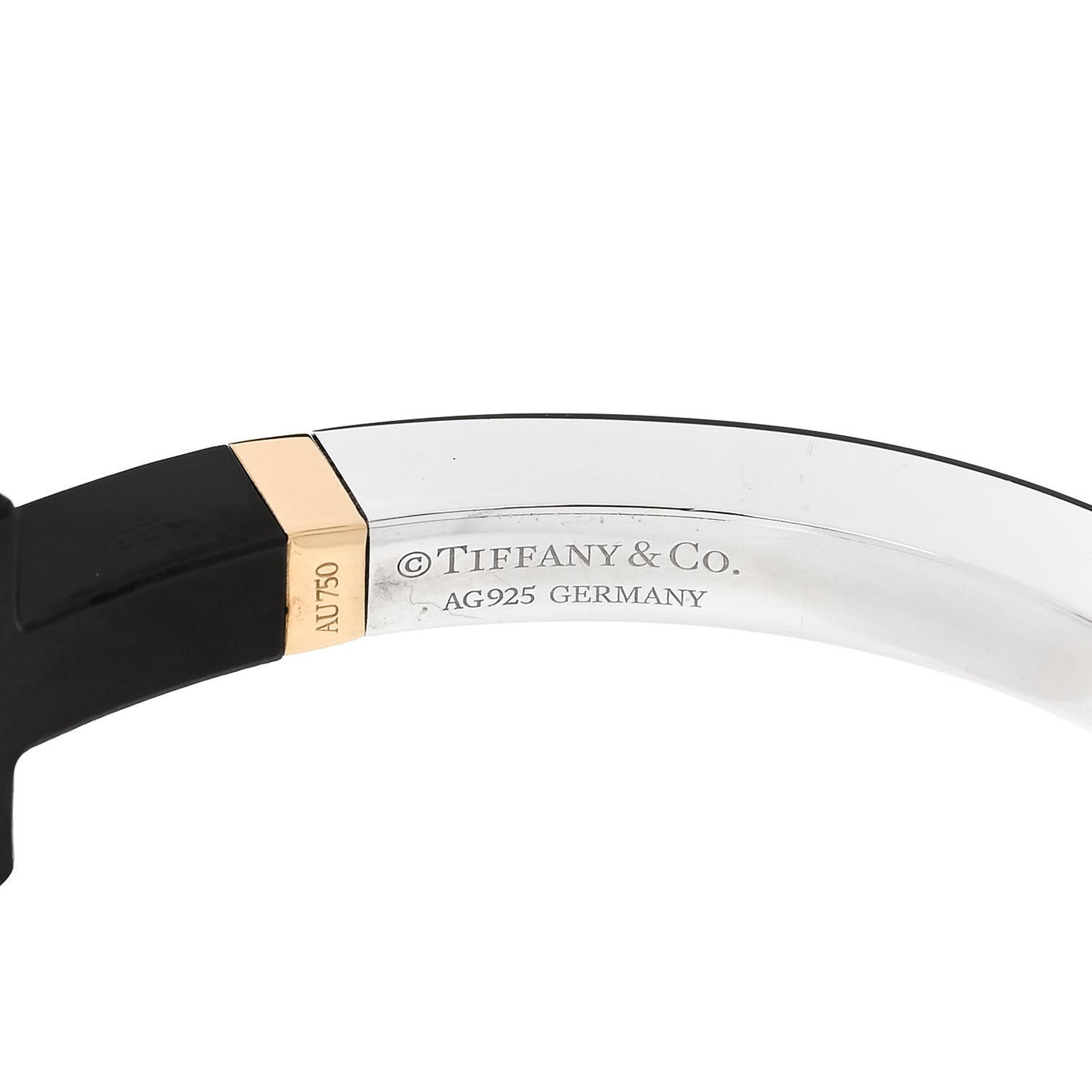 Sterling Silver 18K Yellow Gold Black Ceramic T Square Bracelet