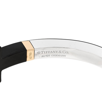 Tiffany Sterling Silver 18K Yellow Gold Black Ceramic T Square Bracelet 3 of 3