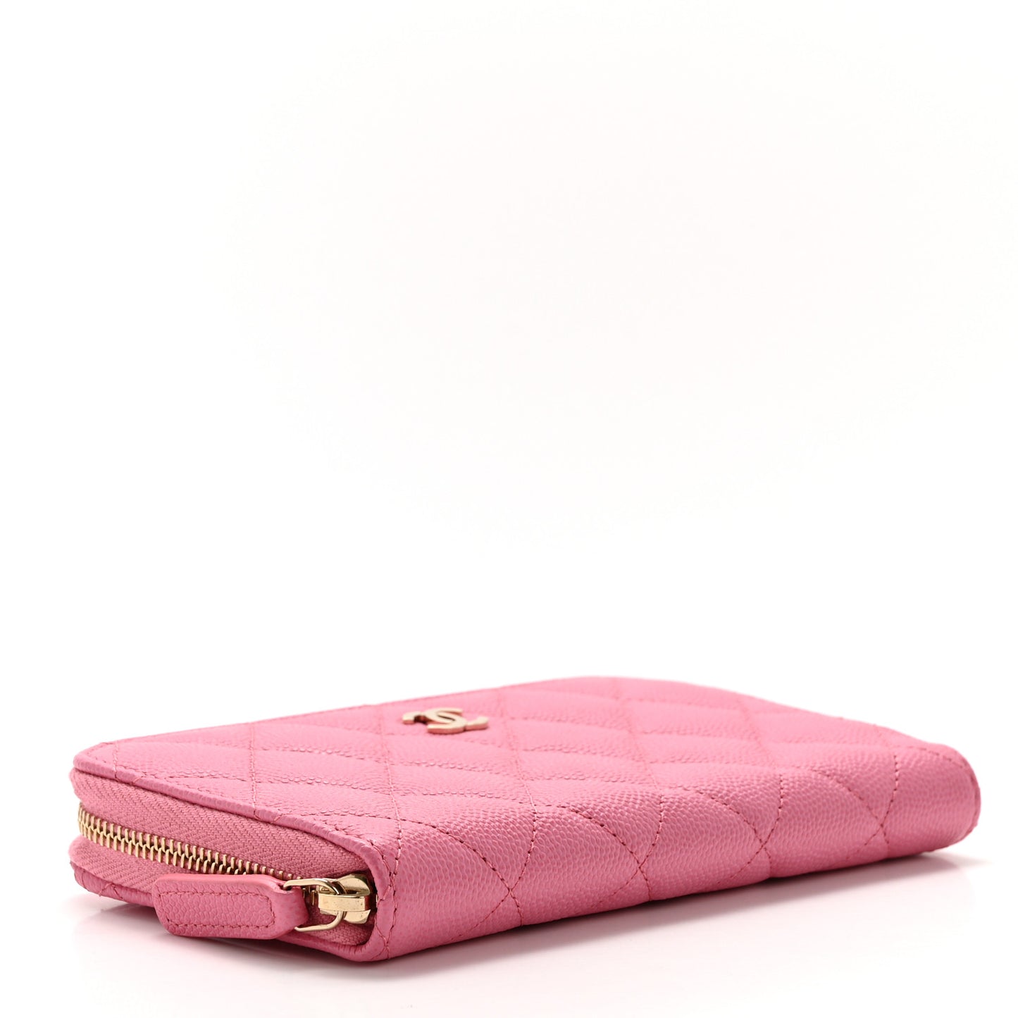 Caviar Quilted Medium Zip Around Wallet Pink