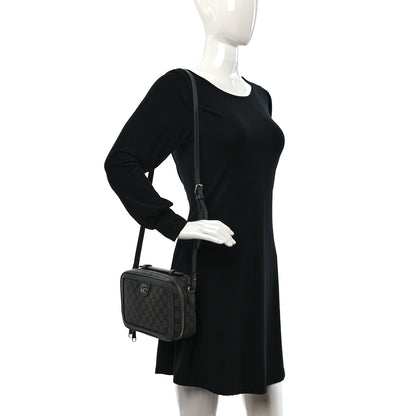 Gucci GG Supreme Monogram Textured Dollar Calfskin Small Ophidia Top Handle Shoulder Grey Black Graphite Grey 3 of 8