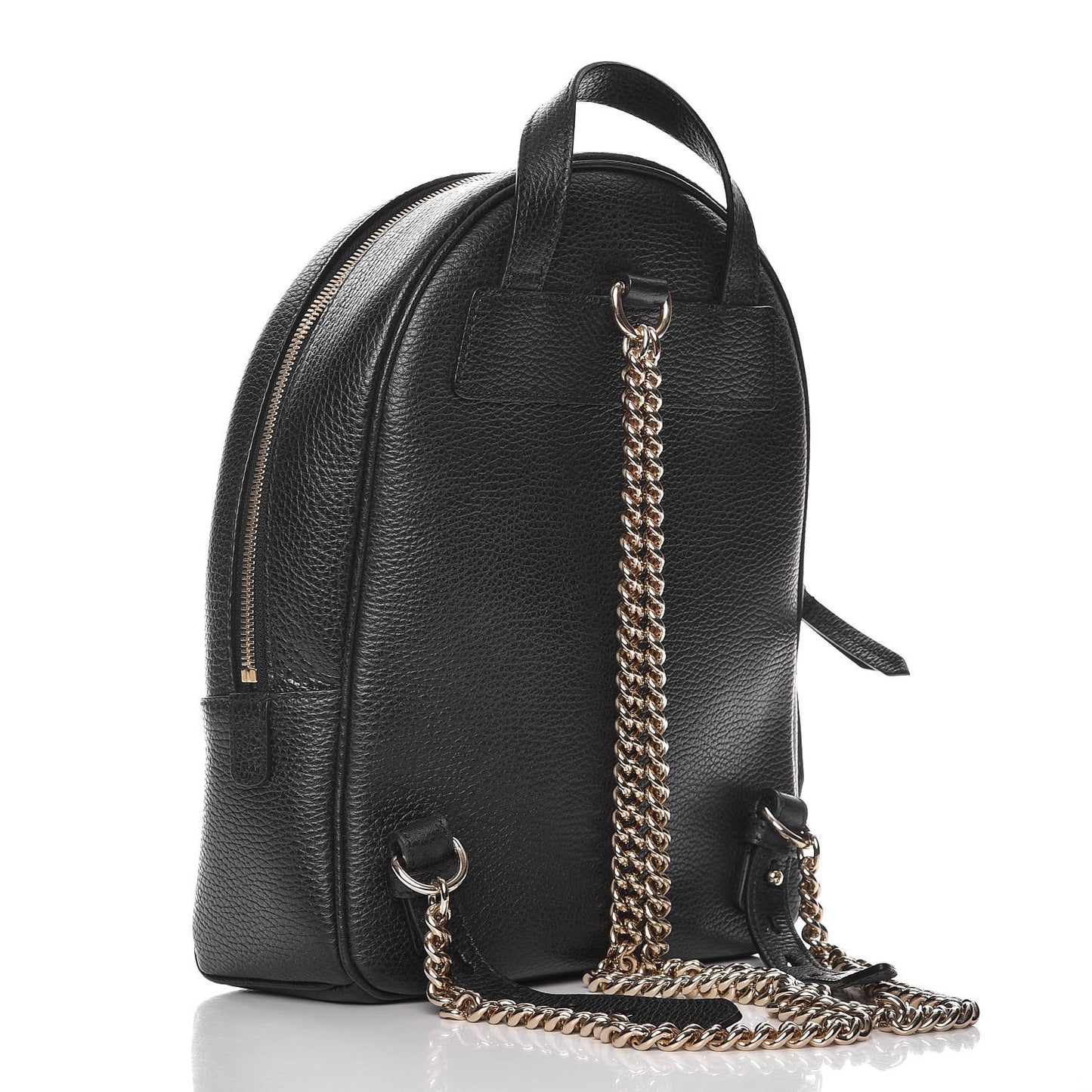 Pebbled Calfskin Soho Chain Backpack Black