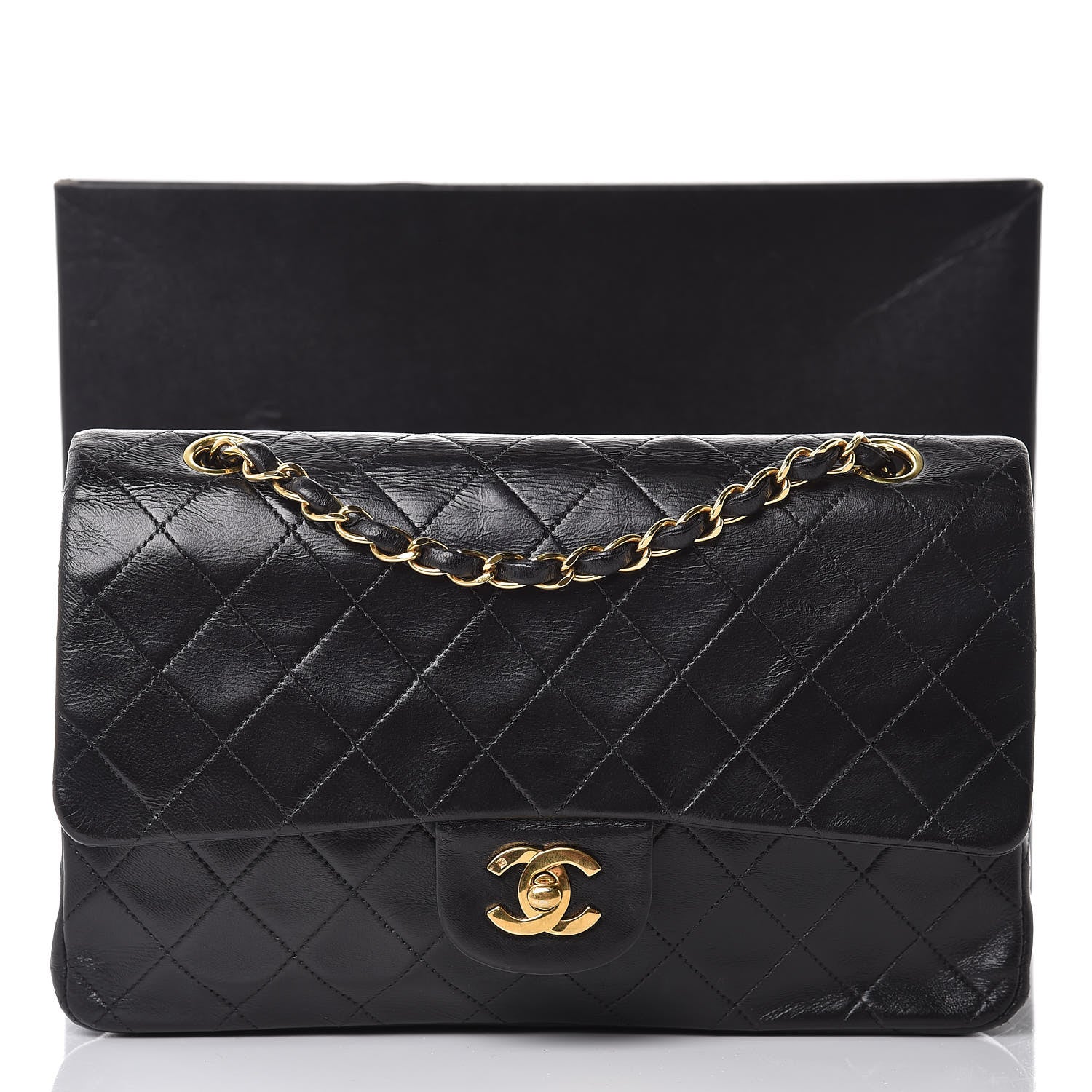 Chanel Lambskin Quilted Medium Double Flap Black 15 of 15