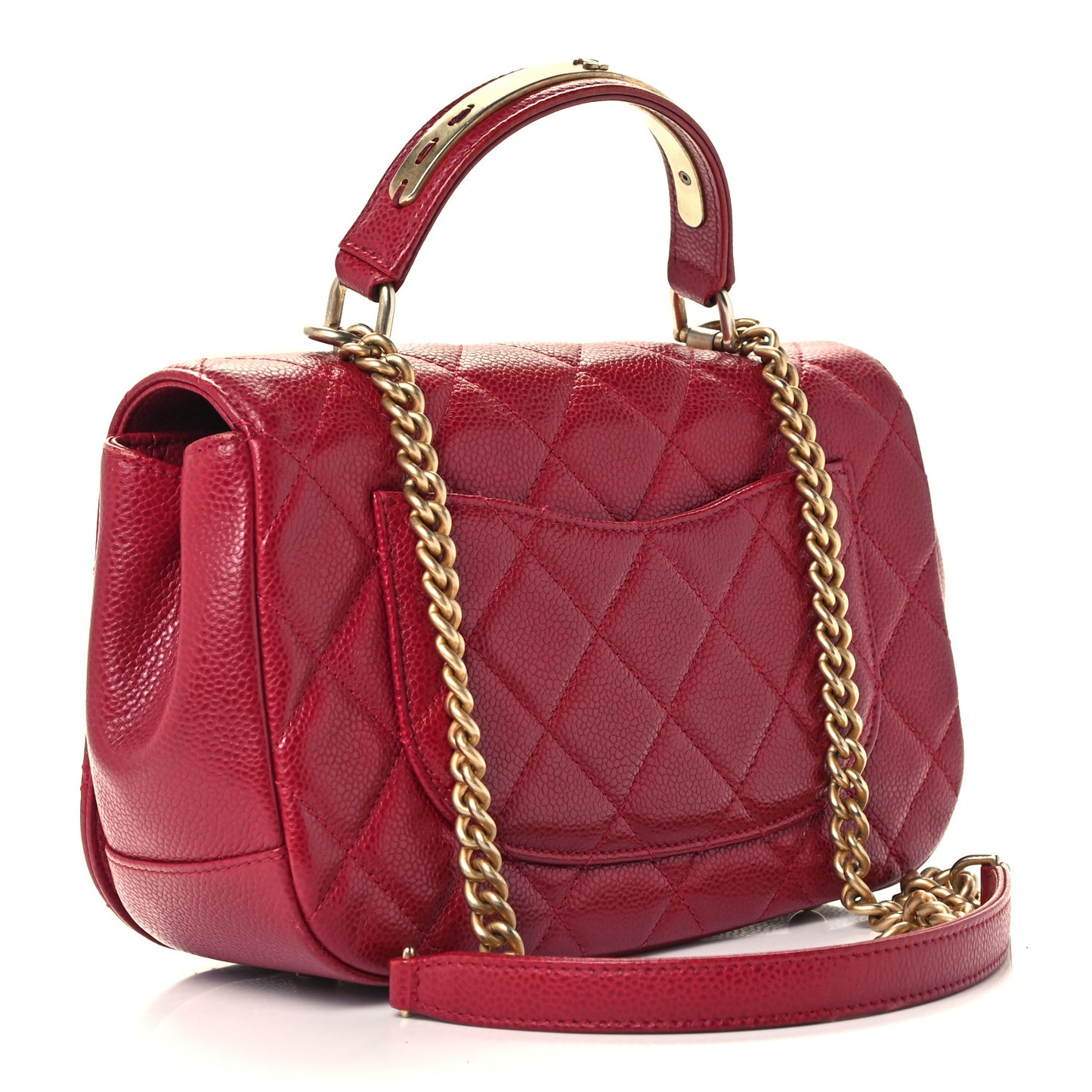 Caviar Quilted Carry Around Flap Bag Red