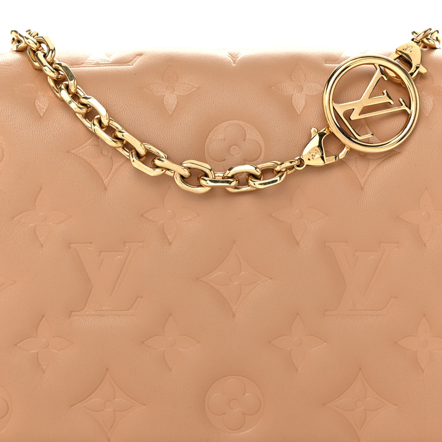 Louis Vuitton Lambskin Embossed Monogram Pochette Coussin Camel 8 of 11