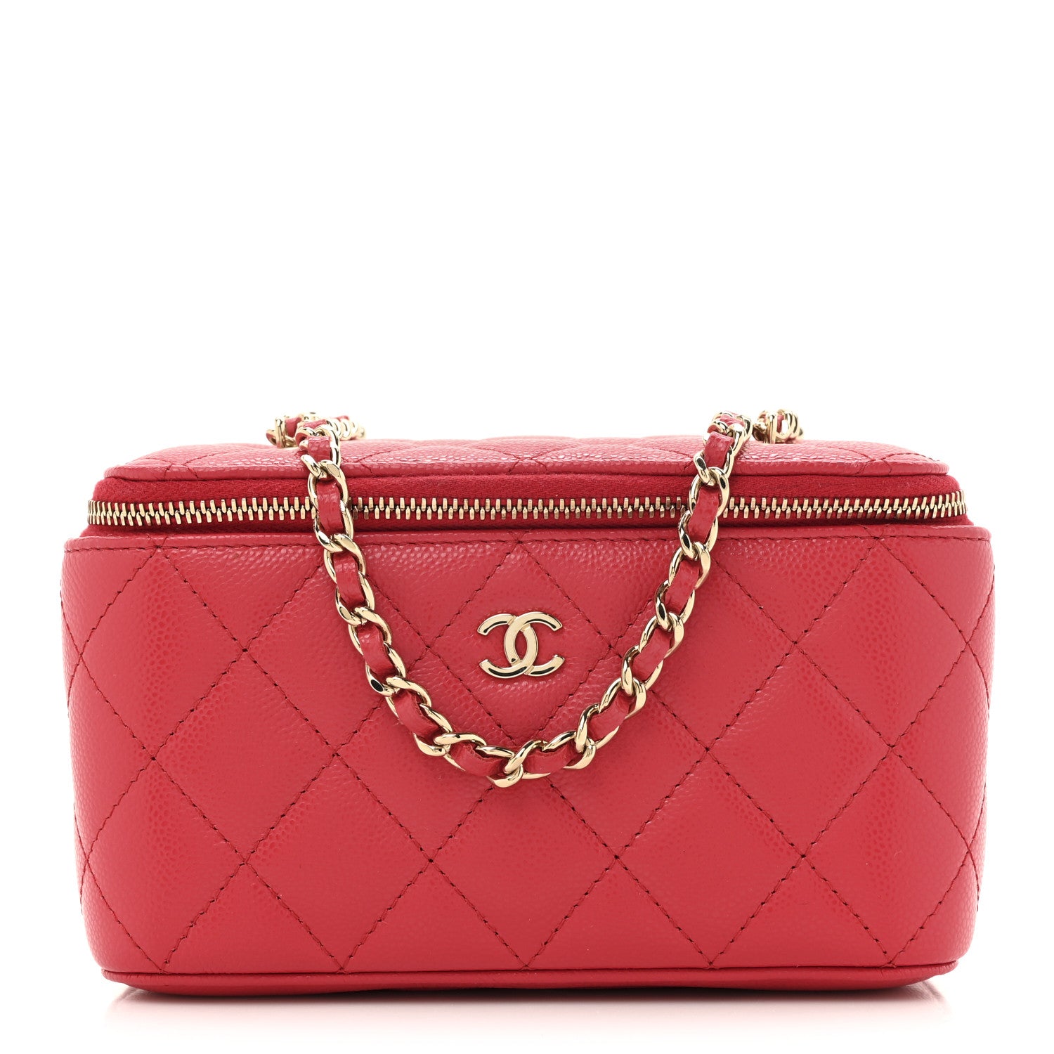 Chanel Caviar Quilted Small Vanity Case With Chain Red 1 of 11
