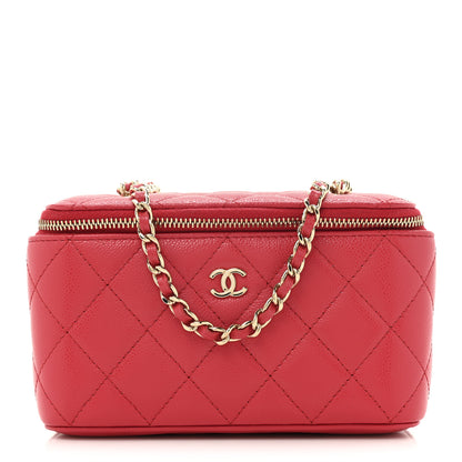 Chanel Caviar Quilted Small Vanity Case With Chain Red 1 of 11
