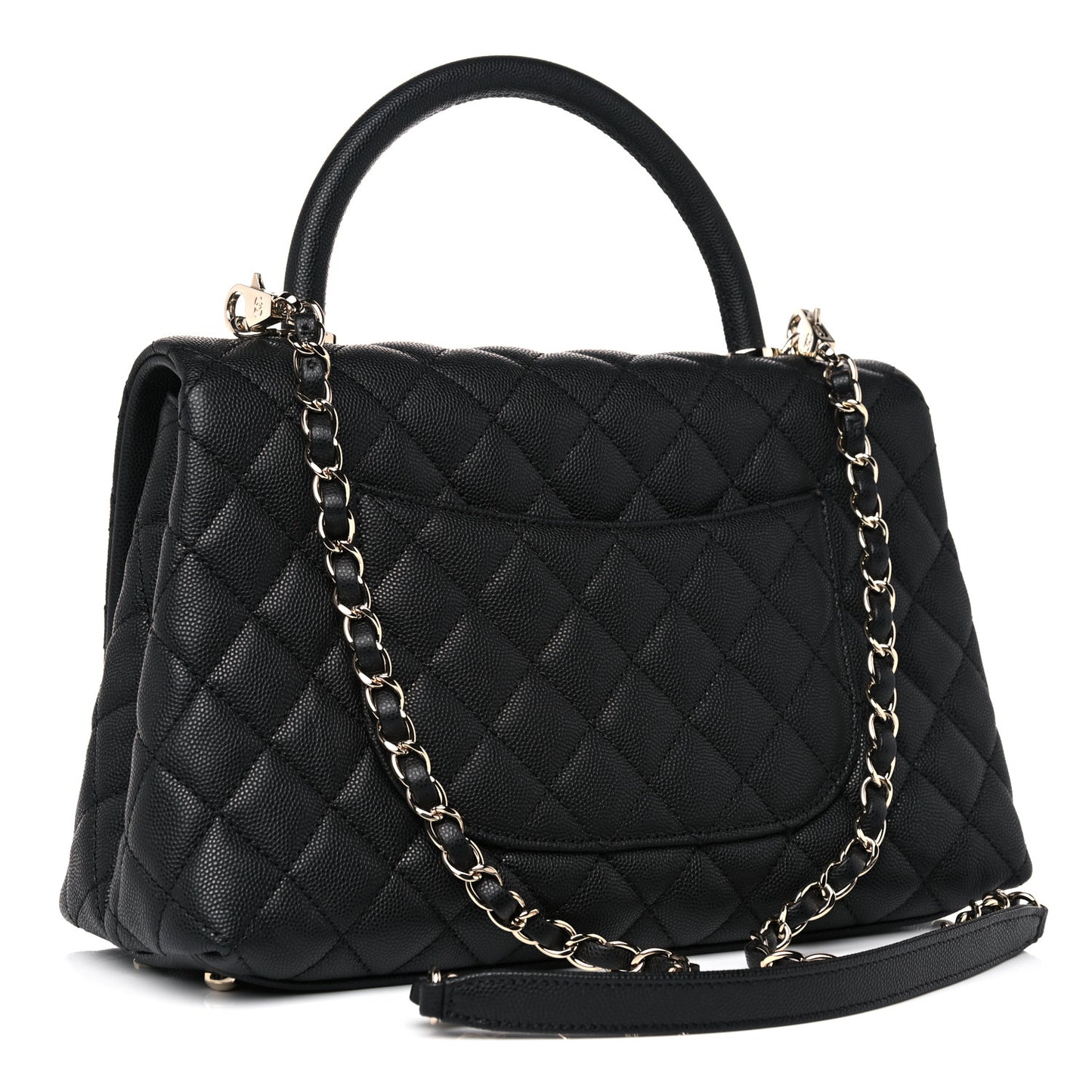 Caviar Quilted Small Coco Handle Flap Black