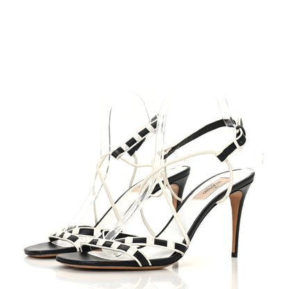 Valentino Garavani Calfskin Free Rockstud Ankle T-Strap Sandals 39 Black Optic White 3 of 11