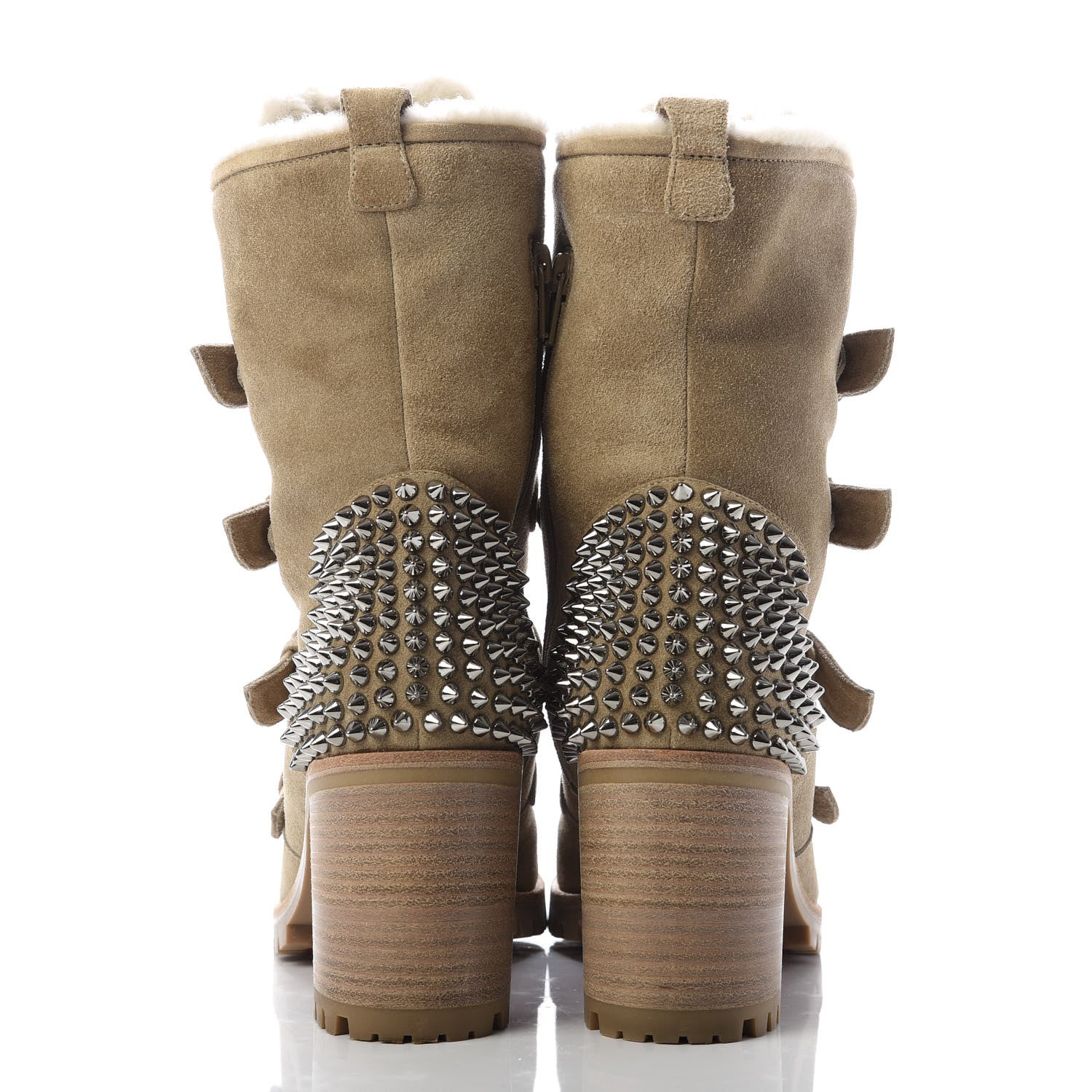 Christian Louboutin Veau Velours Shearling Emir Glorymount 70 Boots 39 Camel 6 of 8