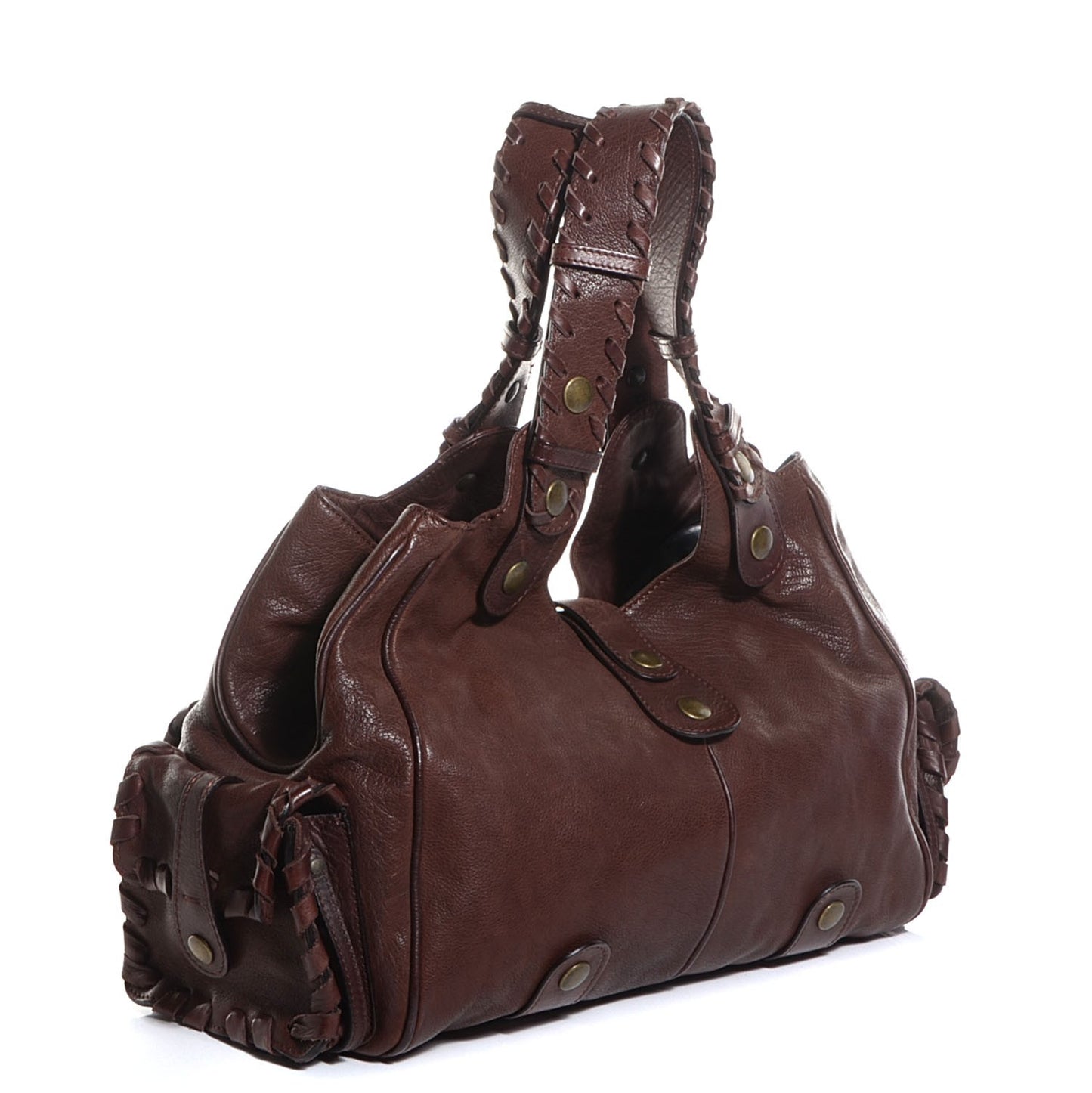 Calfskin Silverado Pocket Shoulder Bag Chocolate